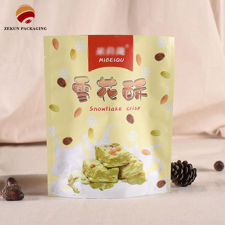 Plastic Packaging Glossy Surface High Barrier Aluminum Foil Stand Up Pouch with Tear Notch