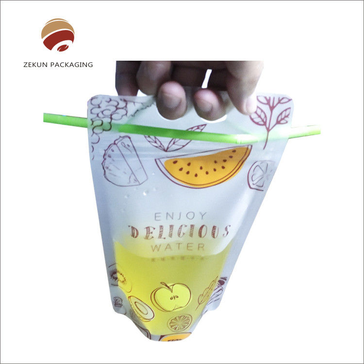Glossy Surface Handling Stand Up Pouch with One Side Clear Silver Colors and Matte PET/PE Materials Structure