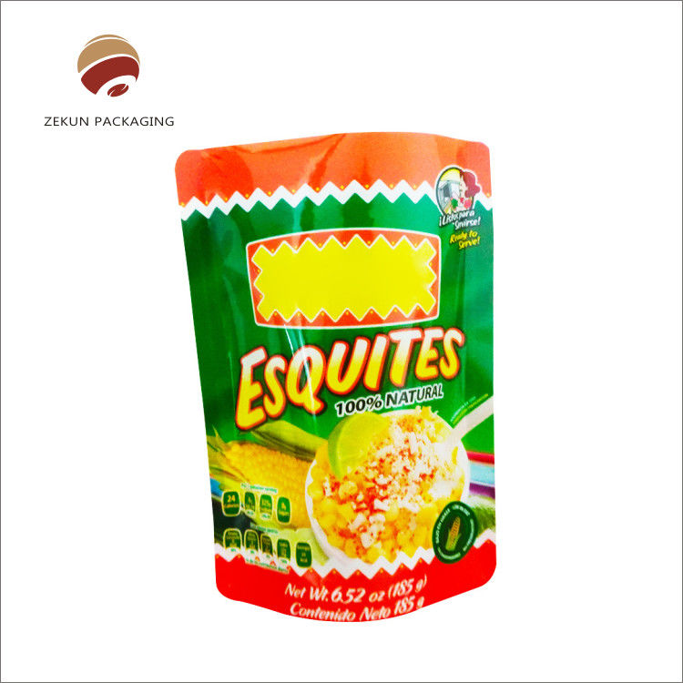Plastic Packaging Glossy Surface High Barrier Aluminum Foil Stand Up Pouch with Tear Notch