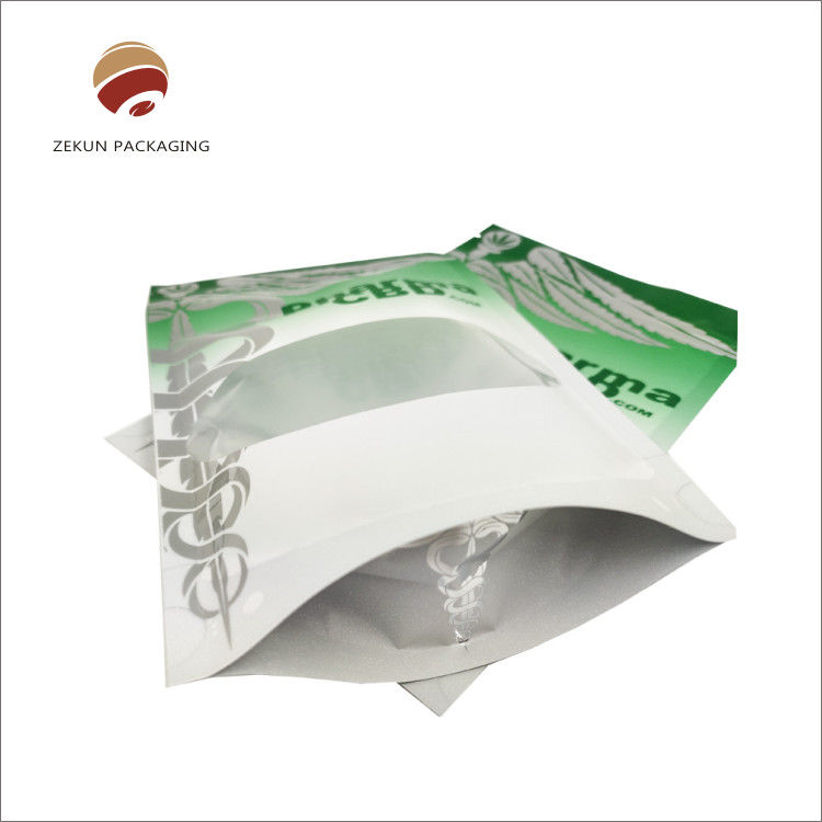 Silver Stand Up Pouch One Side Clear Glossy Surface Handling Free Sample in 2-3 Days
