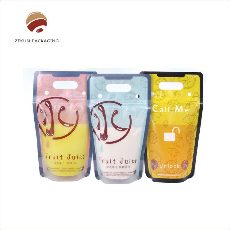 Glossy Surface Handling Stand Up Pouch with One Side Clear Silver Colors and Matte PET/PE Materials Structure