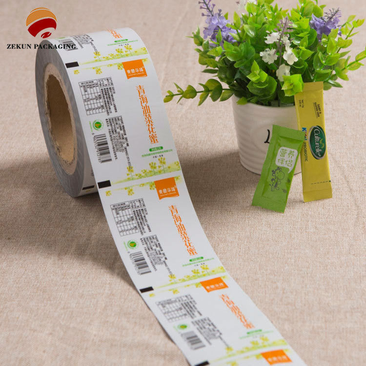 Flexible PET/AL/PE Film Roll With Custom Design Features Shiny Finish Various Capacities
