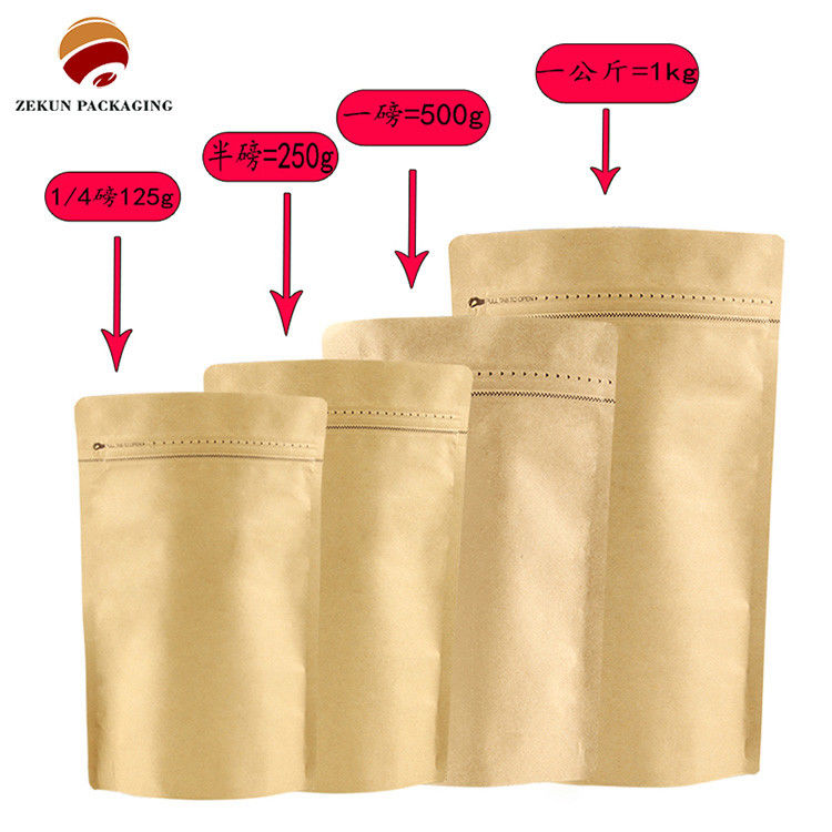 Food Grade Heat Sealable Zipper Nuts Packaging Silver Up To 10 Colors Stand Up Foil Coffee Bags With Valve