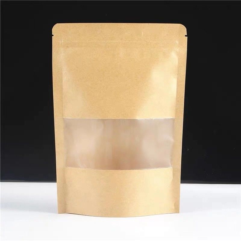 Customizable Kraft Paper Zipper Pouch Up To 10 Colors Tearproof