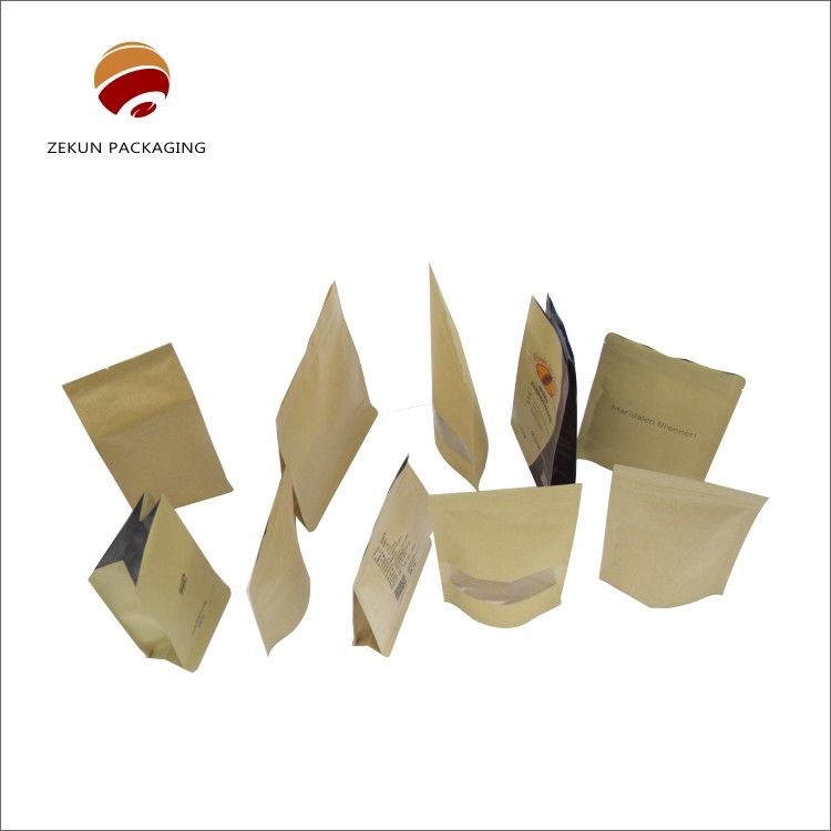 Custom Printed Kraft Paper Bags with Shiny Finish Gravure Print Various Sizes / Colors