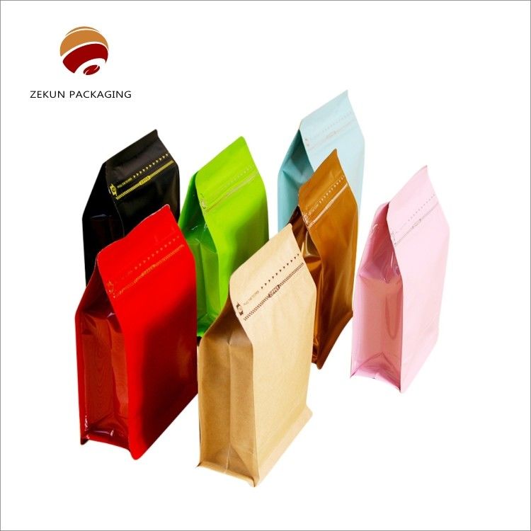 CMYK Gravure Printing Standing Pouch Flat Bottom Moisture Proof Zipper Type