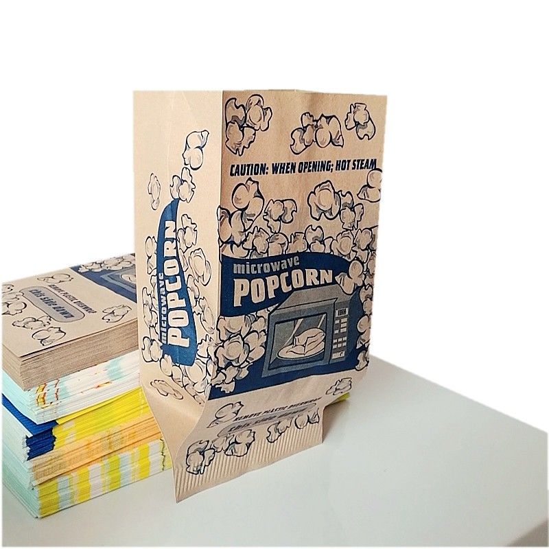 Food Safe Fold and Seal Popcorn Paper Bags with Greaseproof and Leakproof Features (Pack of 100)